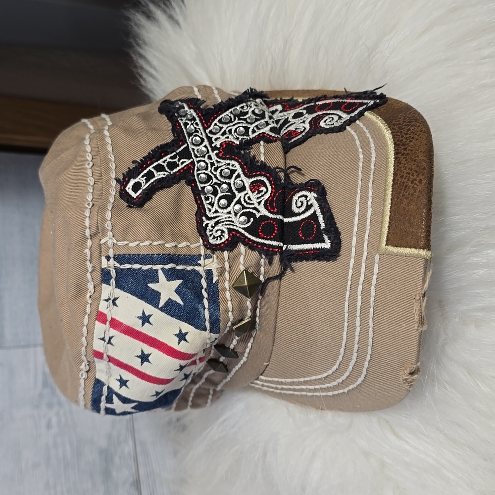 Way West Canvas Americana Rhinestone Adjustable Hat